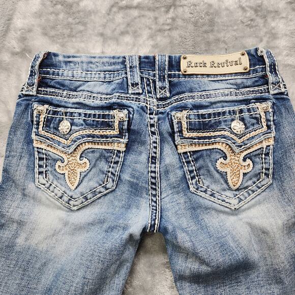 Rock Revival Jeans Womens 26 Blue Low Rise Betty Cropped Capri Skinny Stretch - Picture 5 of 16